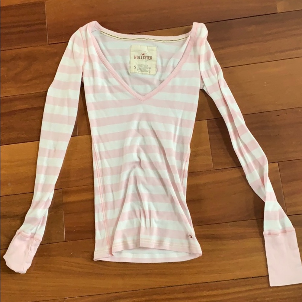 With and pink striped long sleeve